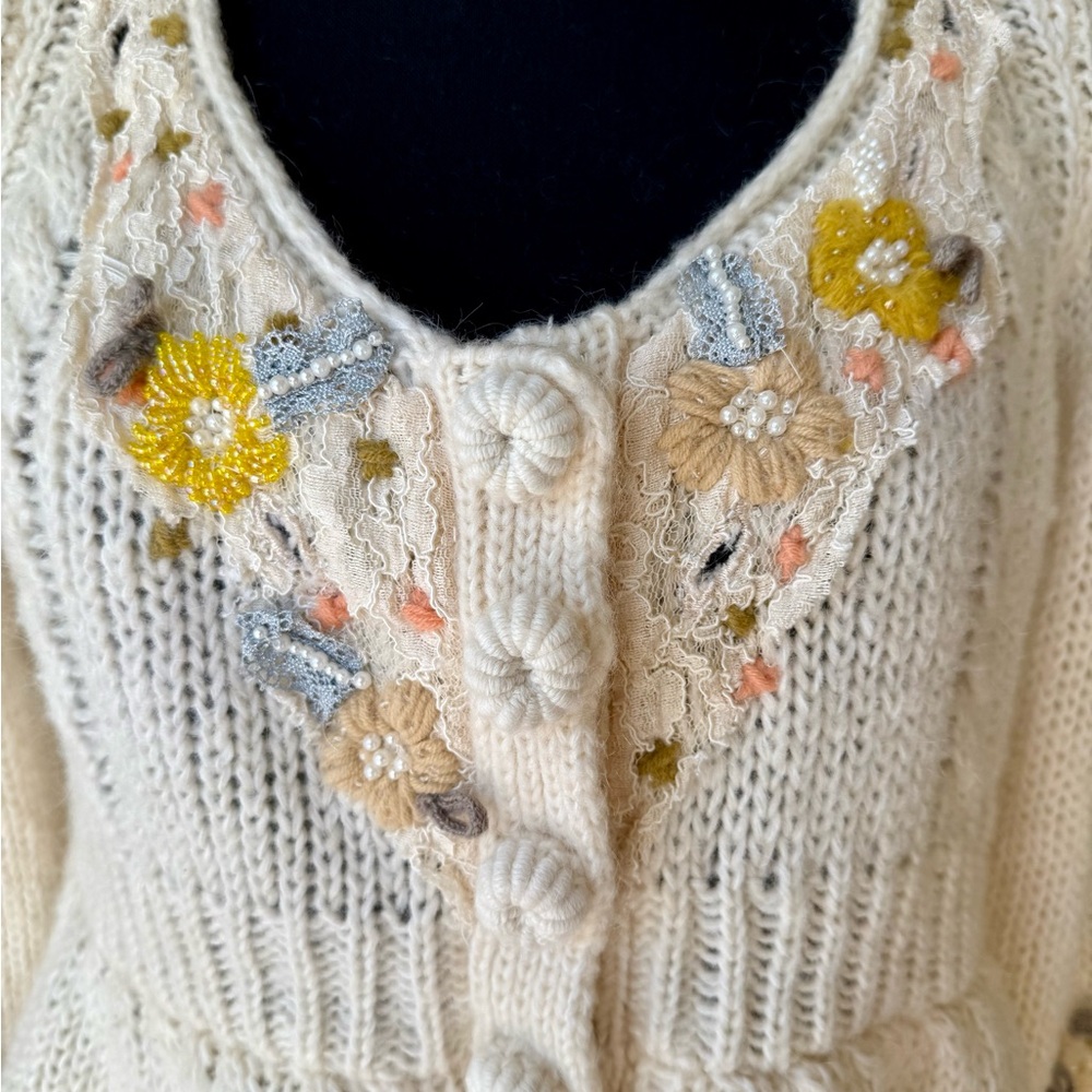 Embroidered Cream Sweater - Picture 2 of 5